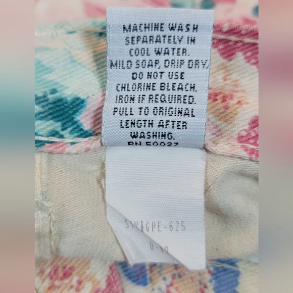 80's 90's Vintage High Waist Floral Print Jean Shorts Womens 4 Cream 100% Cotton - Picture 10 of 10